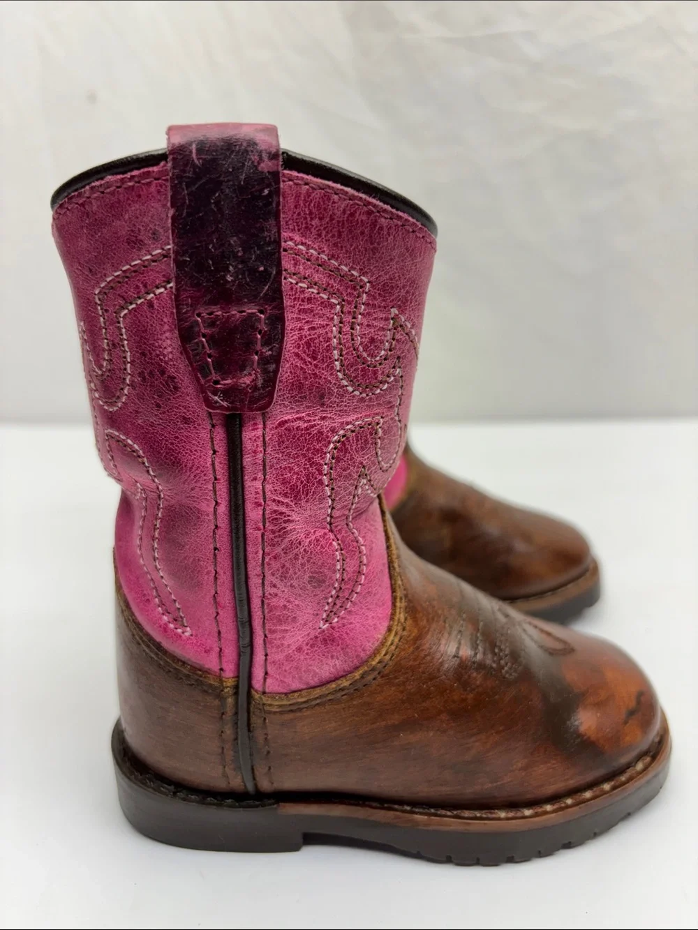 Shyanne Brown & Pink Leather Western Boots, SZ 3 for baby